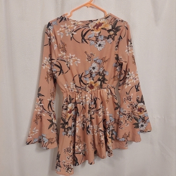 Shien floral print V-neck bell sleeve blouse or dress size 6 medium - Picture 7 of 13
